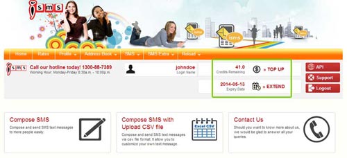 iSMS Main Member Page